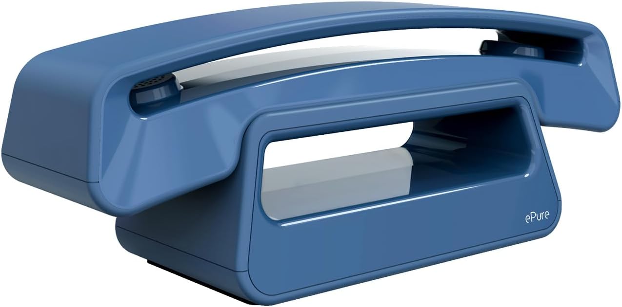 – ePure Iconic - DECT Cordless Phone - Classic Design - Large Highly Legible Graphic Display - Handsfree - Call Barring - Blue