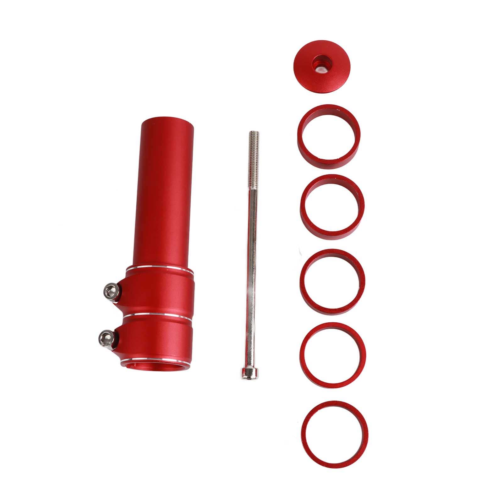 Bike Stem Extender Bicycle Handlebar Riser High Strength CNC Machined 6061 T6 Aluminum Alloy Adjustable Height 35mm Extension for Mountain Bikes BMX Folding Bikes Silver Red Black (Red)