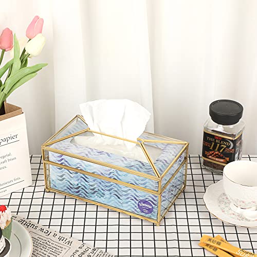 Sumnacon Rectangular Clear Glass Paper Tissue Box, Decorative Glass Napkin Storage Box, Facial Tissue Holder For Dresser, Bathroom, Bedroom, Home Decor, Office, Bar, Restaurant, Large #TOP4