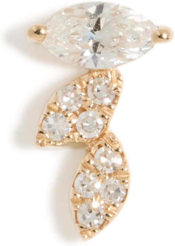 EF Collection Women's 14k Single Triple Marquise Stud Earring