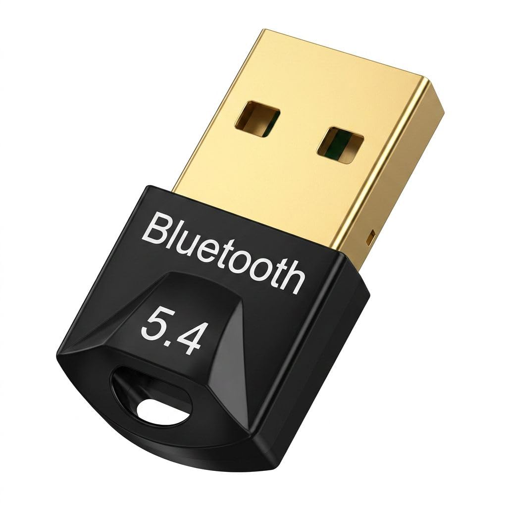 Adaptador Bluetooth 5.4 USB para PC, Receptor Bluetooth Dongle Inalámbrico de Baja Latencia Soporta 7 Dispositivos Compatible con Windows 11 10 8.1 para Auriculares Ratón Teclado Altavoz