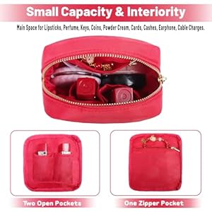 Mini Toiletry Bag for Women Small Cosmetic Bag for Purse Coin Purse With Zipper Pocket and Two Pockets Cute Makeup Bag Purse Essentials Valentine's Day Gift for Women Wife Mom (S, Red-Bow) Mini Toiletry Bag for Women Small Cosmetic Bag for Purse Coin Purse With Zipper Pocket and Two Pockets Cute Makeup Bag Purse Essentials Valentines Day Gift for Women Wife Mom S Red Bow