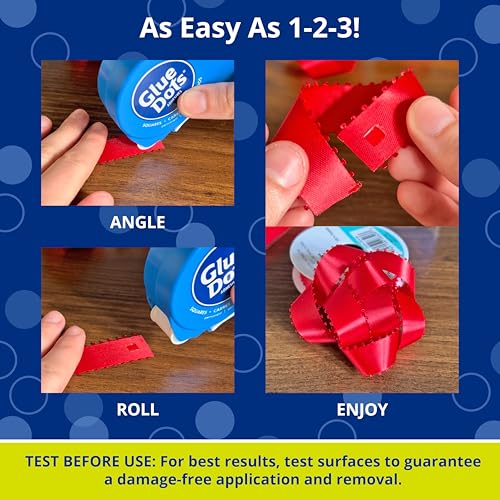 Image of Glue Dots, Glue Squares Dot N' Go Dispenser, Double-Sided, 3 /16 inch, 450 Dots, Permanent, DIY Craft Glue Tape, Sticky Adhesive Glue Points, Liquid Hot Glue Alternative, Clear