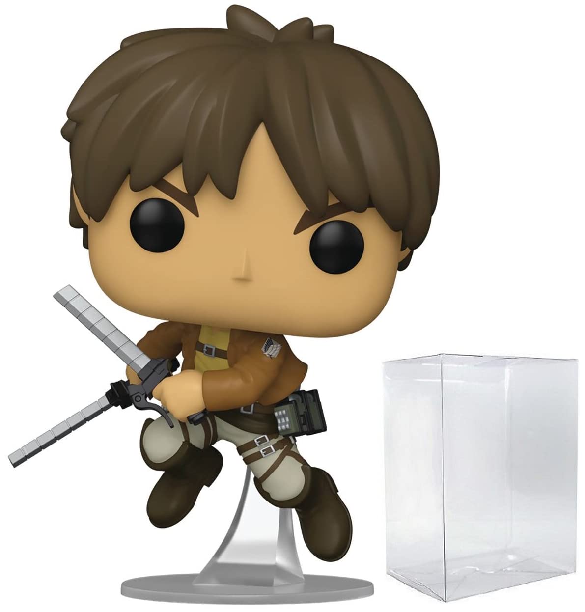 POP Eren Yeager with Swords Funko Vinyl Figure (Bundled with Compatible Box Protector Case), Multicolored, 3.75 inches