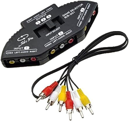 Importer520 Black 3-Way Audio Video AV RCA Switch Selector Box Splitter for Xbox XBOX360 DVD PS2 PS3 with AV Cable
