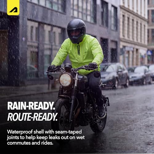Image of Boldfit Storm Rider Waterproof Rain Jacket for Men & Women, Windproof Breathable Neon Green Riding Jacket with Hood, PU-Coated Zipper & Adjustable Fit for Bike, Cycling, Trekking & Outdoor Use