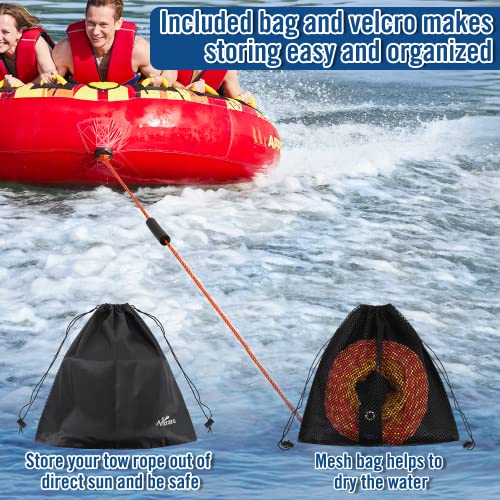 Image of Affordura Adjustable Tow Rope for Tubing, 65 FT 4-Section Boat Tow Rope Extension, Heavy Duty Ski Rope Water Sports Pontoon Towable Tube Pull Rope