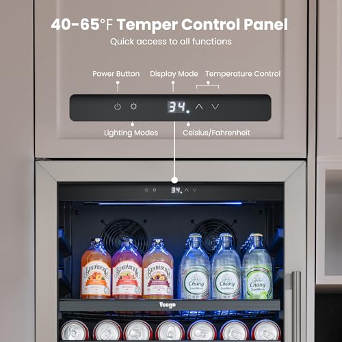 Image of Yeego 24 inch Beverage refrigerator, 238 Cans Drink Cooler Left-hinged