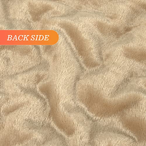 Toonow Soft Fuzzy Faux Fur Throw Blanket,50"X60",Reversible Lightweight Fluffy Cozy Plush Fleece Comfy Furry Microfiber Decorative Shaggy Blanket For Couch Sofa Bed,Khaki #TOP5