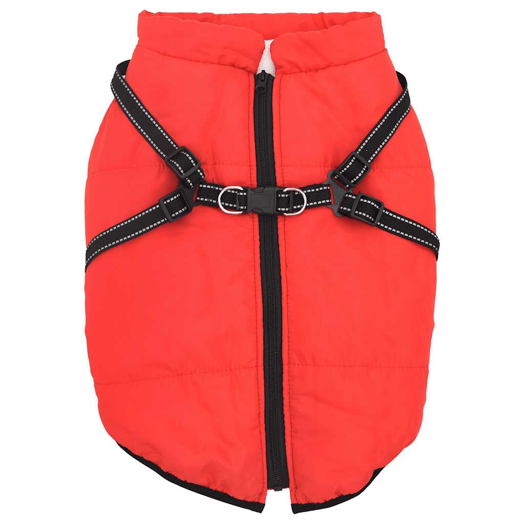 Hundemantel mit Geschirr Wasserdicht Reflektierend Rot L48 für Hunde, Haustier, Outdoor