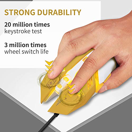 Greshare Gaming Mouse,7 Colors Backlit Optical Game Mice Ergonomic Usb Wired With 2400 Dpi And 6 Buttons 4 Shooting For Computer/Win/Mac/Linux/Andriod/Ios. (Yellow) #TOP1