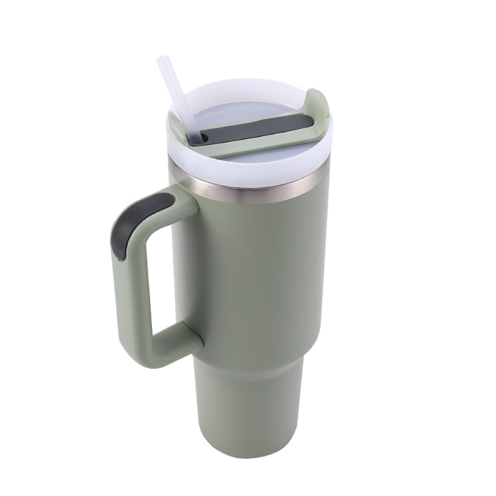 Premium 40 oz Tumbler with Handle and Straw，Stainless Steel Vacuum Insulated，Travel Mug, Car Cup，Dishwasher Safe，Perfect for Coffee, Tea, and Cold Beverages (Army Green)