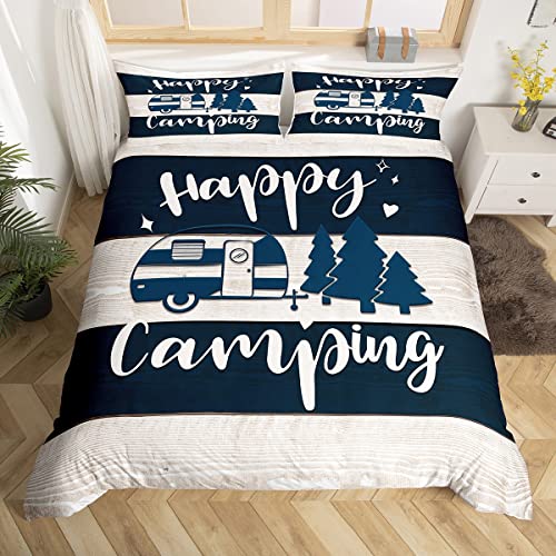 richhome Camping Car Decor Comforter Cover,RV Travelling Trailer Car Camper Duvet Cover for Girls Teens Bedroom Gifts,Spring Outing Western Farmhouse Comforter Cover with 2 Pillowcases