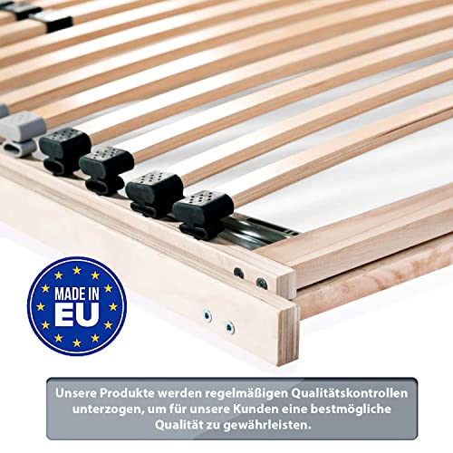 7 Zonen Lattenrost Ergo KF Kopf- und Fußteil verstellbar mit 28 Leisten, stabilisierendes Mittelband, Härtegradverstellung 90 x 200 cm – Bild 8