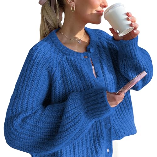 Hixiaohe Cardigan Sweater for Women Long Sleeve Button Y2K Chunky