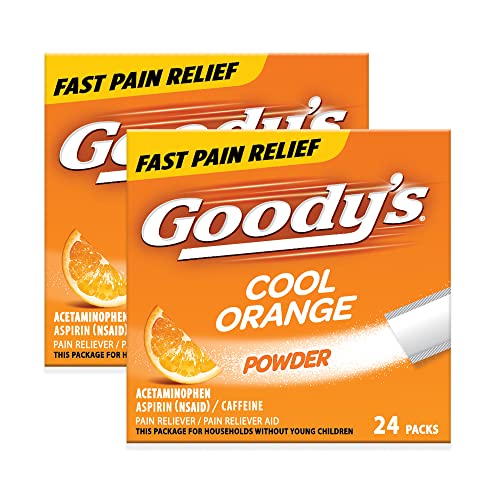 Image of Goody's Extra Strength Headache Powder, Cool Orange Flavor Dissolve Packs, 24 Individual Packets (2 Pack)