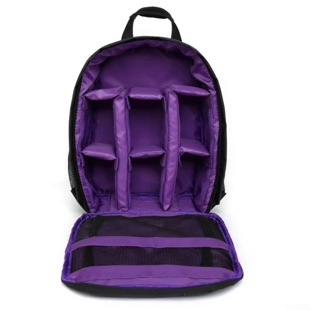 Zaino impermeabile per fotocamera DSLR con supporto per treppiede, borsa a tracolla in nylon per Canon per obiettivi Sony e Olympus, custodia da viaggio (viola)