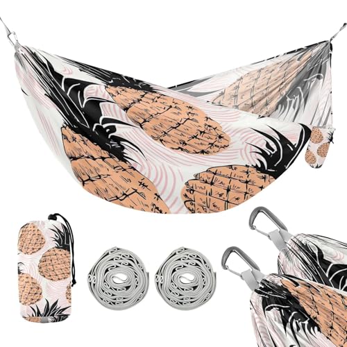 ATTX Pineapples Pattern Camping Hammock - Lightweight & Portable Hammocks, Heavy Duty 330lbs Capacity for Indoor, Hiking, Backpacking, Travel, Backyard, Beach#372