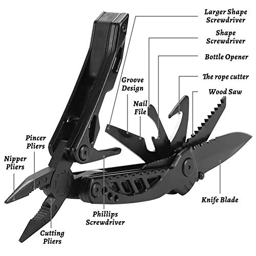 Multi Tool for Men, HIPPIH 11 in 1 UPGRADED Pocket Knife Multitool, Durable Stainless Steel Multitools & Folding Saw, Wire Cutter, Multitool Pliers for Survival, Camping, Fishing, Hunting, Car Set.