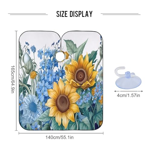 Capa para cortar cabello impermeable profesional Sunflowers and Bluebells (2) con cierre ajustable de broche para peluquería miniatura 3