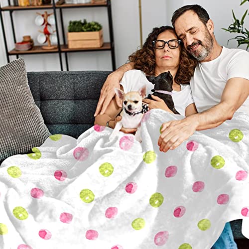 Couverture polaire légère motif pois roses jeté de lit canapé