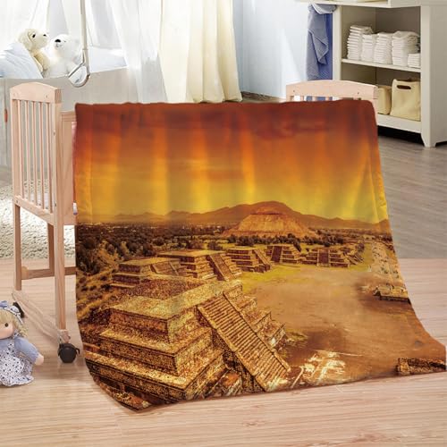 GXBDYD Manta Polar Bebe Cama Manta De Franela para Sofa Cama con Pirámide De Arquitectura Clásica Impresión Patrón 80X150cm Colchas Invierno Modernas para Niños, Microfibra Suave Caliente