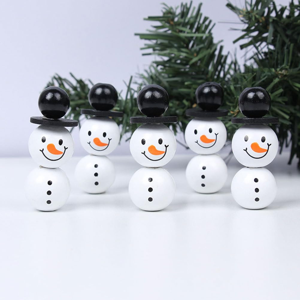 NUOBESTY 1 Set Snowman Bead Snowman Hats for Craft Shaped Beads for Jewelry Making Christmas Spacer Beads Round Jewlery DIY Round Bead Ornament Clear Wood - Image 3
