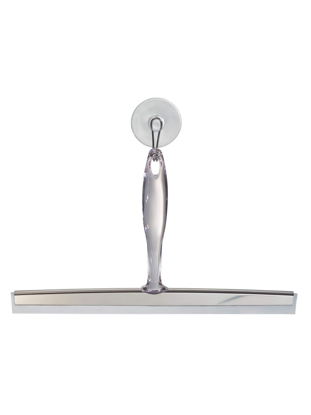 iDesign Zia Metal and Plastic Bathroom Squeegee for Shower Glass Doors Floors Mirrors with Suction Hook Holder 12