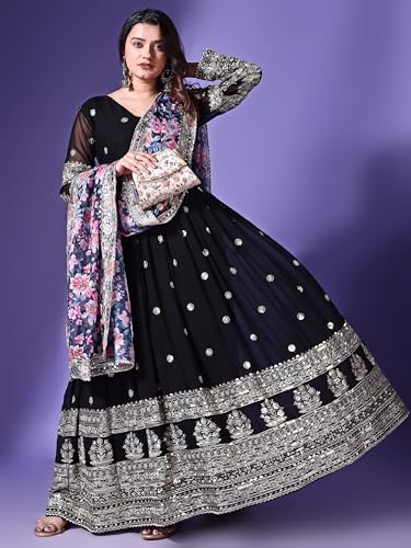 Image of Fashion Basket Georgette Embroidered Anarkali Dress for Women