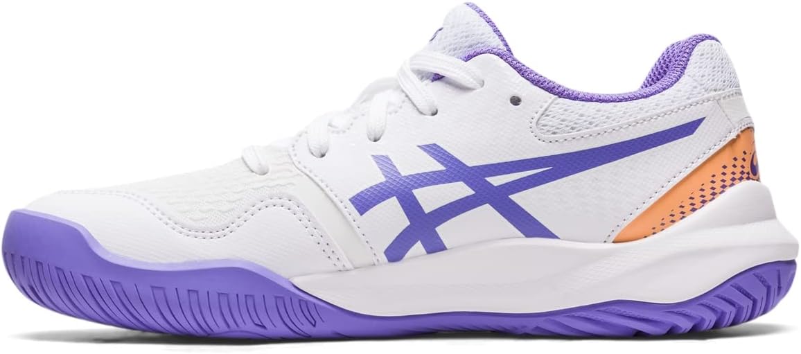 ASICS Kid's Gel-Resolution 9 Grade School Tennis Shoes, 7, White/Amethyst