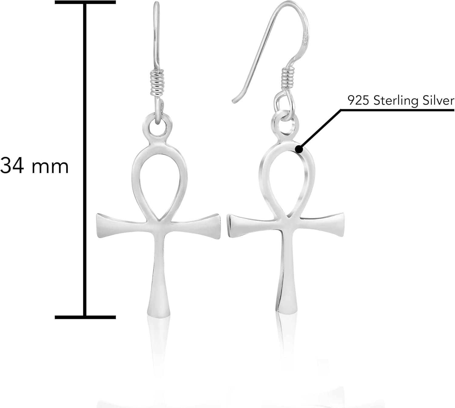 AeraVida History Inspired Ancient Egyptian Heiroglyphs Ankh Symbol of Life .925 Sterling Silver Fishhook Dangle Earrings