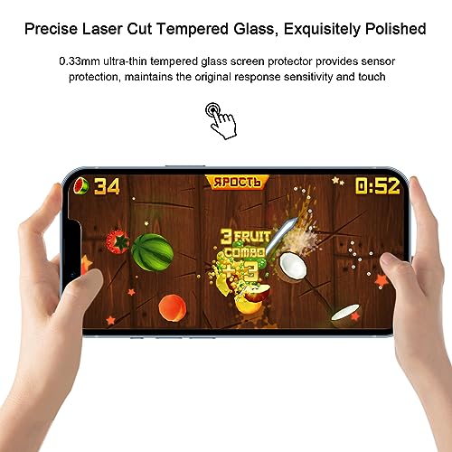 SIBEITU 3 Pack Screen Protector for iPhone 13 with 3 Pack Camera Lens Tempered Glass Protector, 6.1 Inch HD Clear Tempered Glass Film 9H Hardness Full Coverage, Scratch Resistent, No Air Bubbles