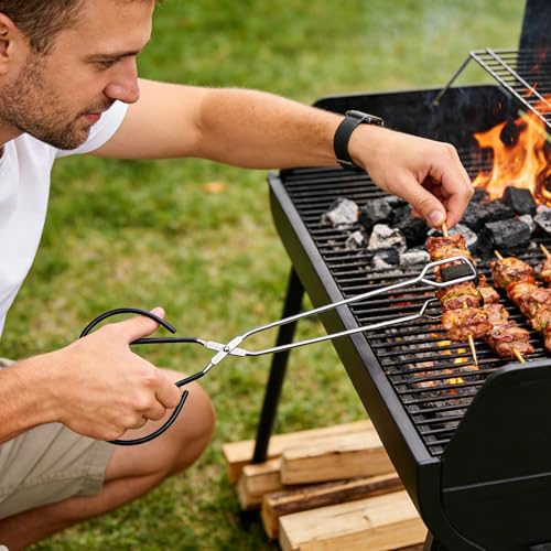 CINY 2 Grillzangen, extra lange Scherenzangen, Scherenzangen aus Edelstahl, Küche, Backen, Brot, Grillzange, Brotzange, Carbonzange, Feuerzange (40,6 cm)