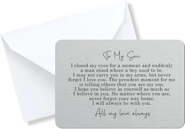 To My Son Sentimental Poem Silver Metal Wallet Card (With No Cut Out)