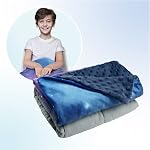 Solfres Petit pain de lap pondéré Jette couverture, 20in x 23in 5 Lb - Taille de voyage en peluche thérapeutique avec couverture amovible, Galaxy Space Etoiles, Lavable, Bleu foncé