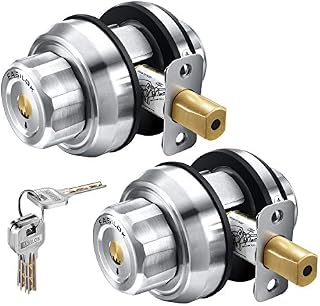 Keyless Deadbolt Lock, Twist to Lock Stainless Steel Casting Front Door Lock, Single
