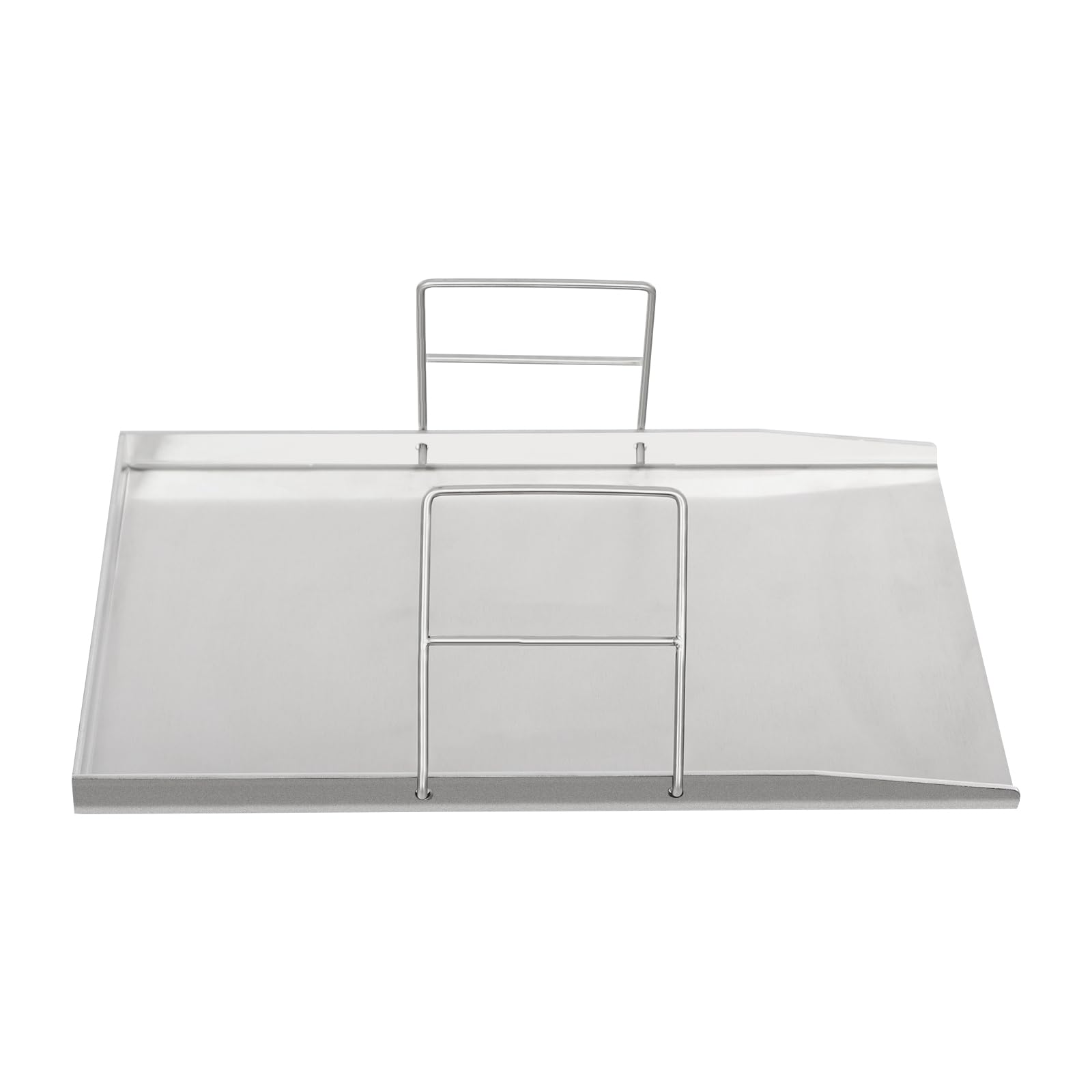 Plancha de acero inoxidable para barbacoa de gas y camping con asas para carne, pescado y verduras (plata, 45 x 30 cm)
