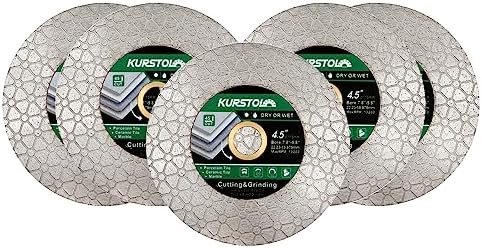 KURSTOL Tile Diamond Saw Blade - 5"/125mm Dual-Purpose Diamond Cutting Disc,Angel Grinder Blade Arbor 7/8"-5/8" for Cutting and Grinding Ceramic Tiles,Porcelain,Granite,Marble