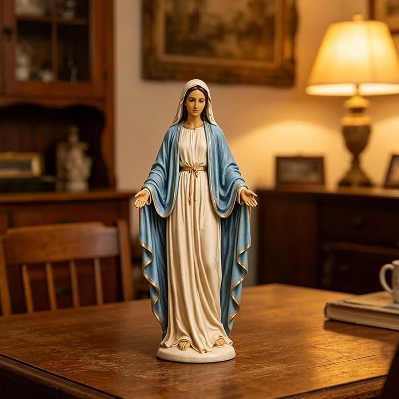 Limited Edition Virgin Mary Collectible Figure, Hand-Drawn 1/6 Scale Figure Virgin Mary Statue, Open Hands Elegant Mary Figure Home Office Decor, Faith-Based Spiritual Religious Gift for Mom Woman — view 4