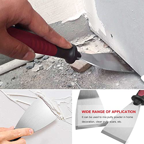 Hautmec 2Pc Putty Knife Set, 2.5 In Staight And 3 In Offset Scrapers, Heavy Duty Stainless Steel Blade And Hammer End For Removing Wallpaper, Applying Putty, Plaster, Cement Ht0061-Pt #TOP5