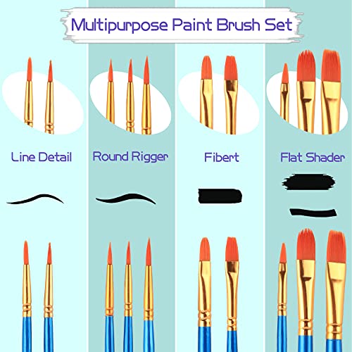Paint Trays And Brushes Set, Wsyub Painting Brush Palette Kit With 10Pcs Art Painting Brush And 2Pcs Plastic Tray Palettes For Kids And Students #TOP3