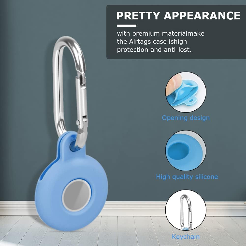 2 packs soft silicone cases for airtags airtags case keychain ring anti scratch lightweight protective case secure holder bluepink