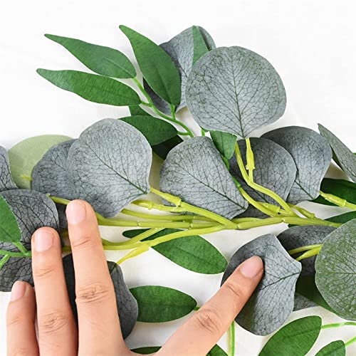 Ghirlanda di Natale Artificiale Pianta Ghirlande Foglie Verdi Eucalipto Decorazioni per la Casa Pianta Appesa Vite di Eucalipto Festa di Compleanno Centrotavola Matrimonio 2 Metri Corona