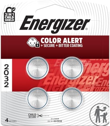Energizer 2032 Batteries (4 Pack), 3V Lithium Coin Batteries with 3-in-1 Child Shield — view 8
