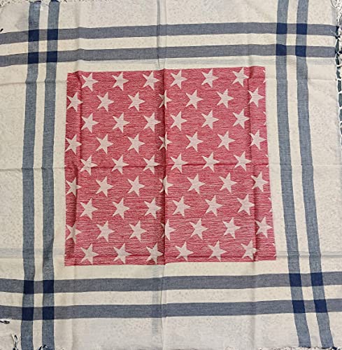 American Flag Scarf - Winter And Summer Scarf For Men And Women - Red Blue & White Cotton Shemagh Scarf - Keffiyeh Desert Arab Scarves For Men #TOP3