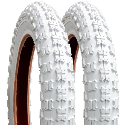 YUNSCM 2-PCS 14" Mountain Bike Tires 14x2.125/57-254 Compatible with 14 x 2.125 Bicycle Tires-White (Y-1049)