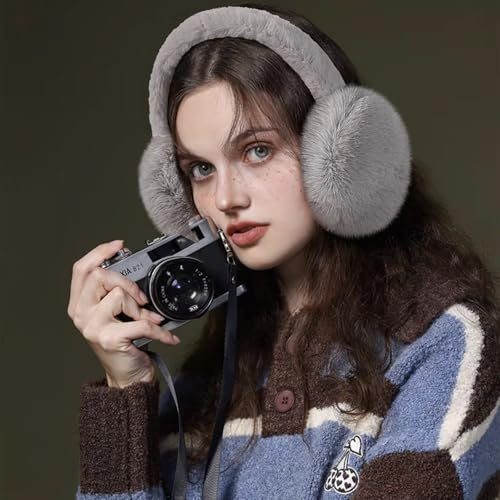 Tavaleu Ear muffs for Women Winter, Faux Fur Earmuffs, Cute Foldable Fluffy Ear Warmers, Soft Warm Ear Covers for Women Men