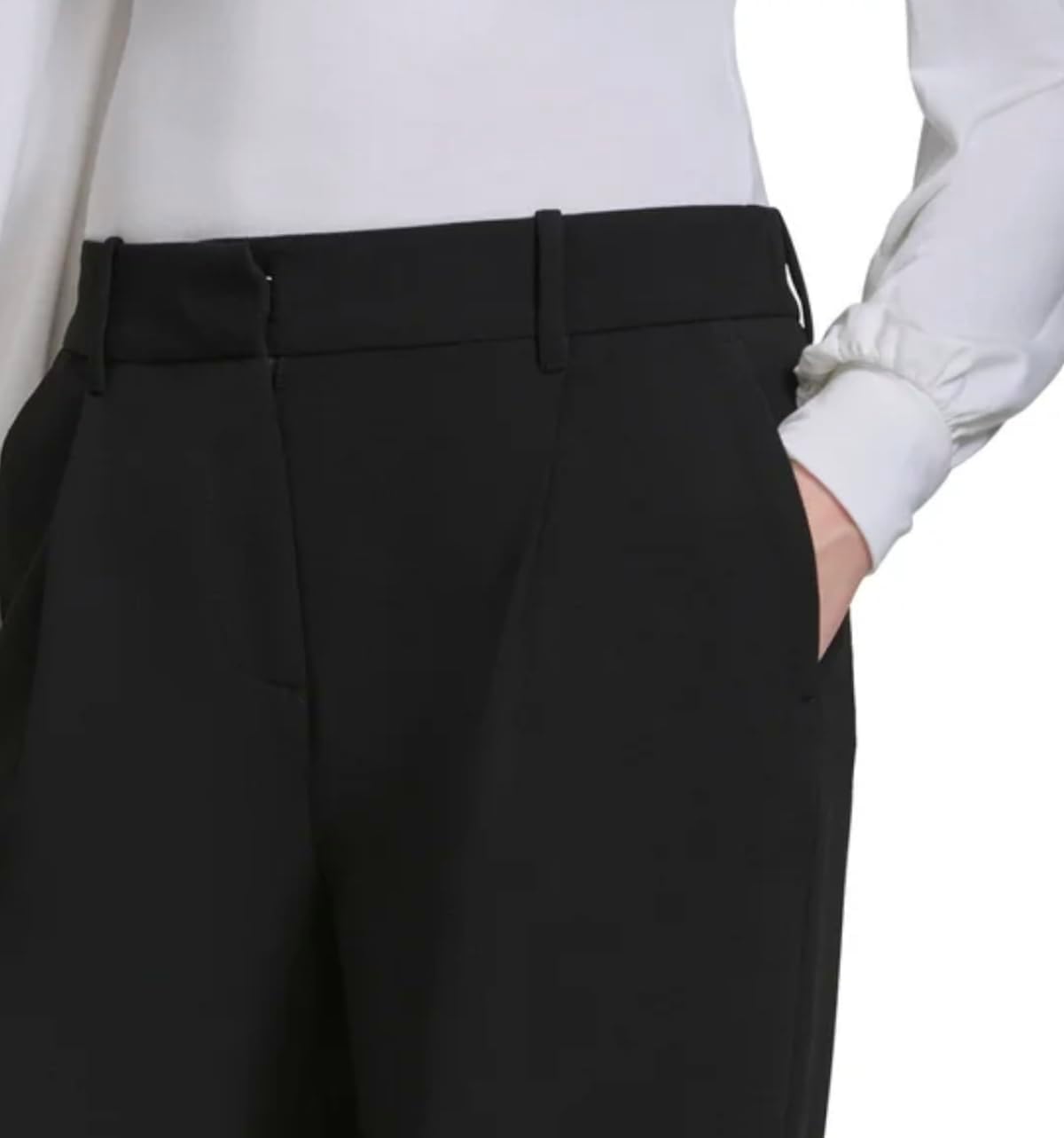 DKNY Women's Stretch High Rise Wide Leg Pant - Image 3