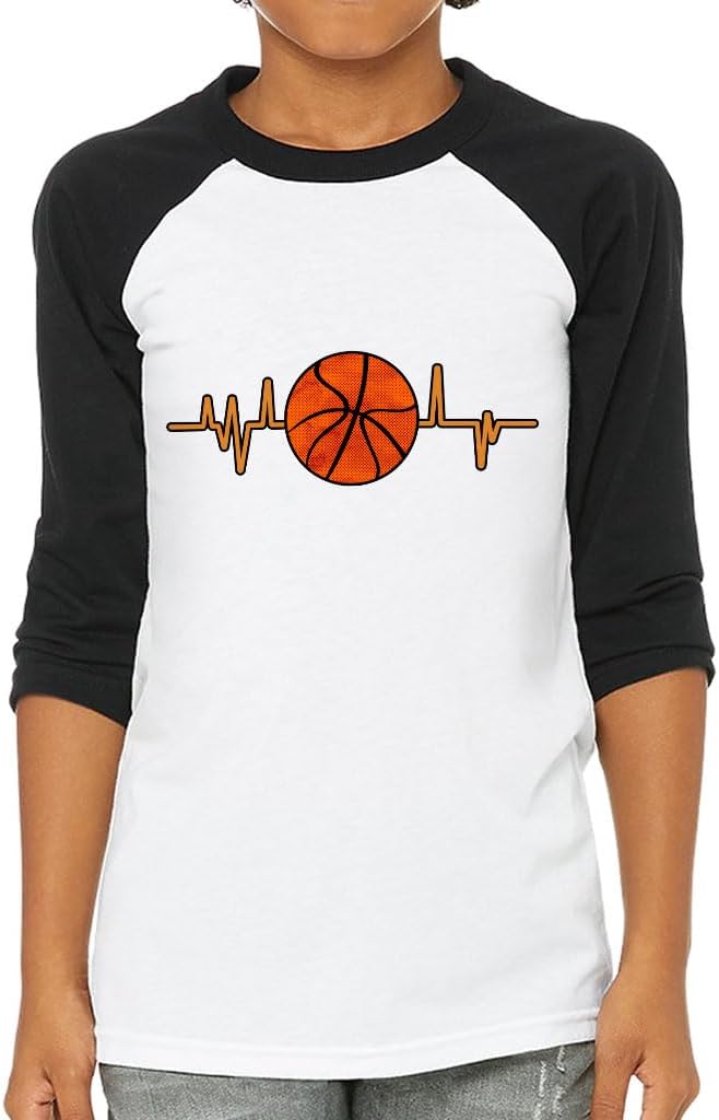 Basketball Heartbeat Kids' Baseball T-Shirt - Basketball Fan Clothing - Basketball Player Apparel