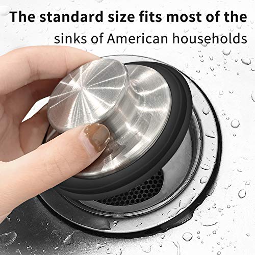 image for Eliamo 2 Pack Sink Stopper, Stainless Steel Garbage Disposal Plug, Kit